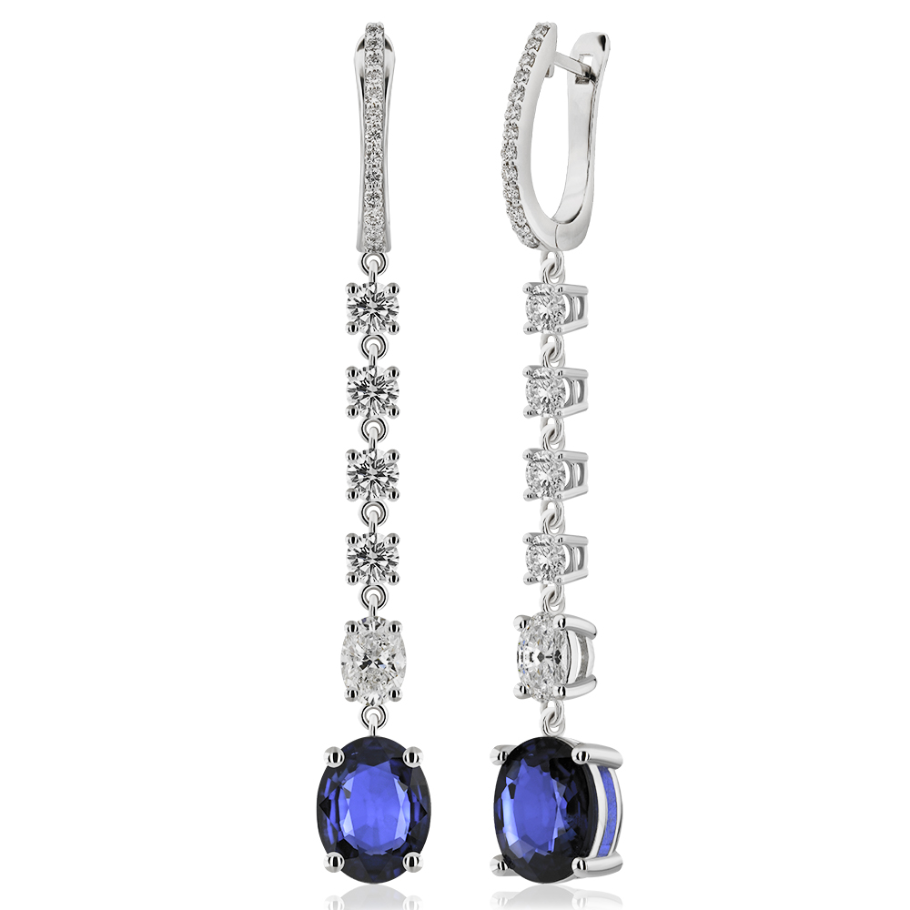 4,23 Ct. Diamond Sapphire Earring